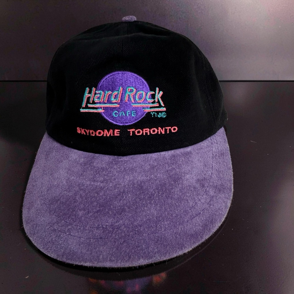 Hard Rock Cafe Suede 90's Hat Black Purple Skydome Toronto